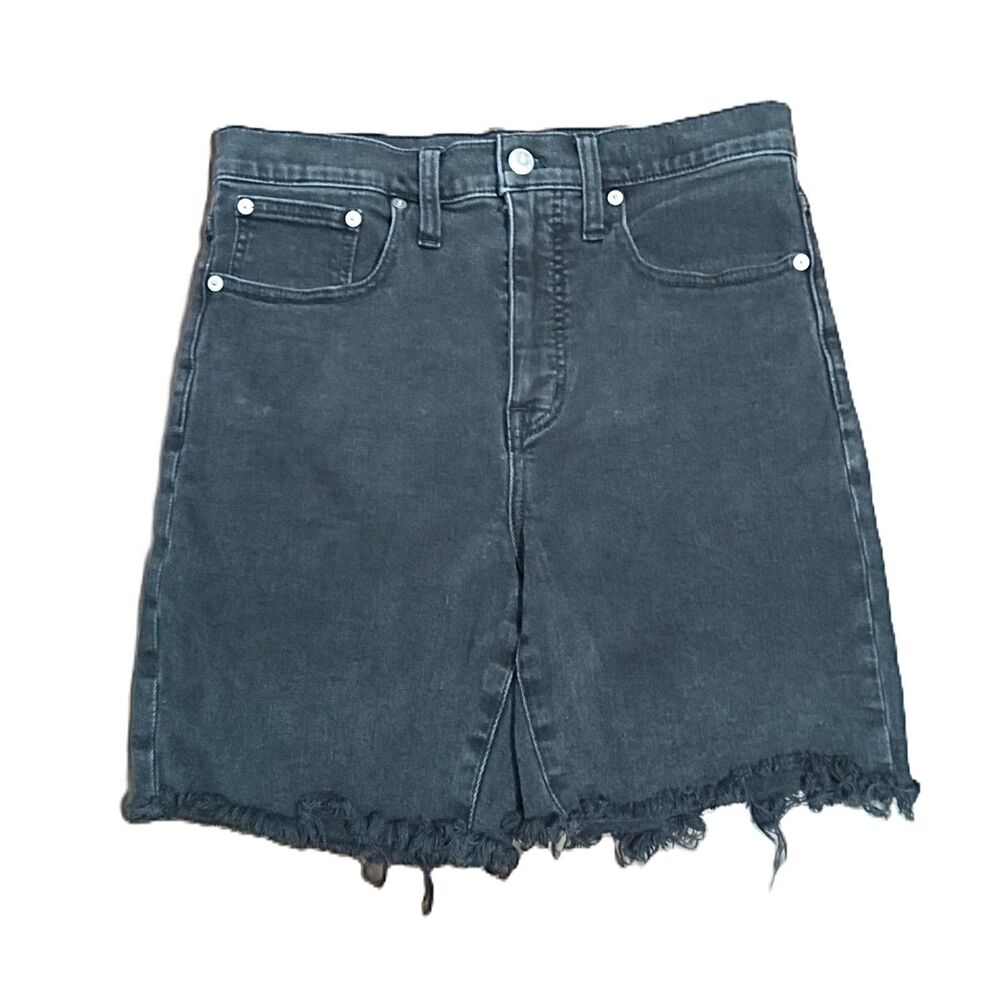 Madewell Black Washed Frayed Hem Jean Shorts - Picture 2 of 6